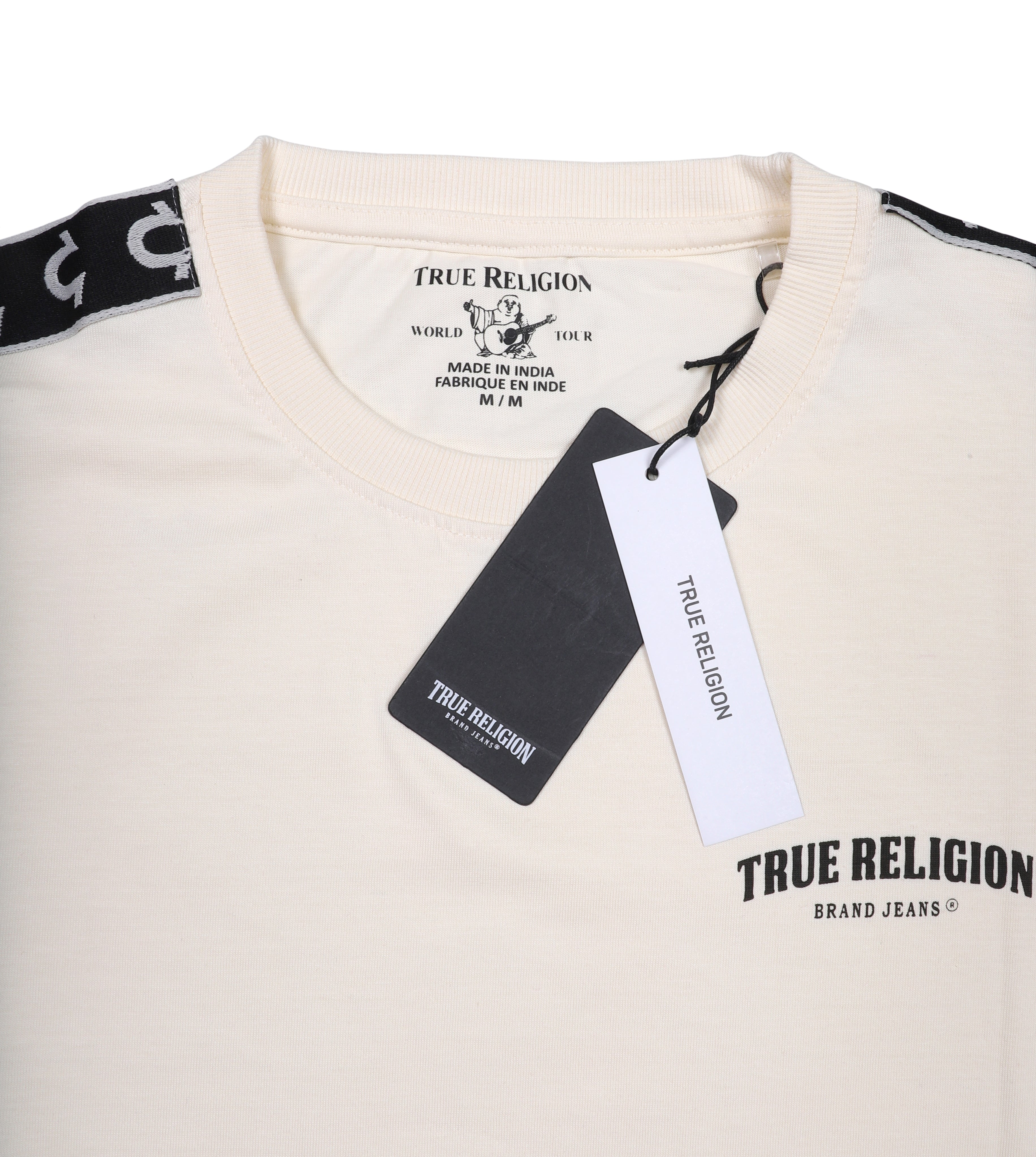 TRUE RELIGION Classic Logo Tee with Contrast Stripes