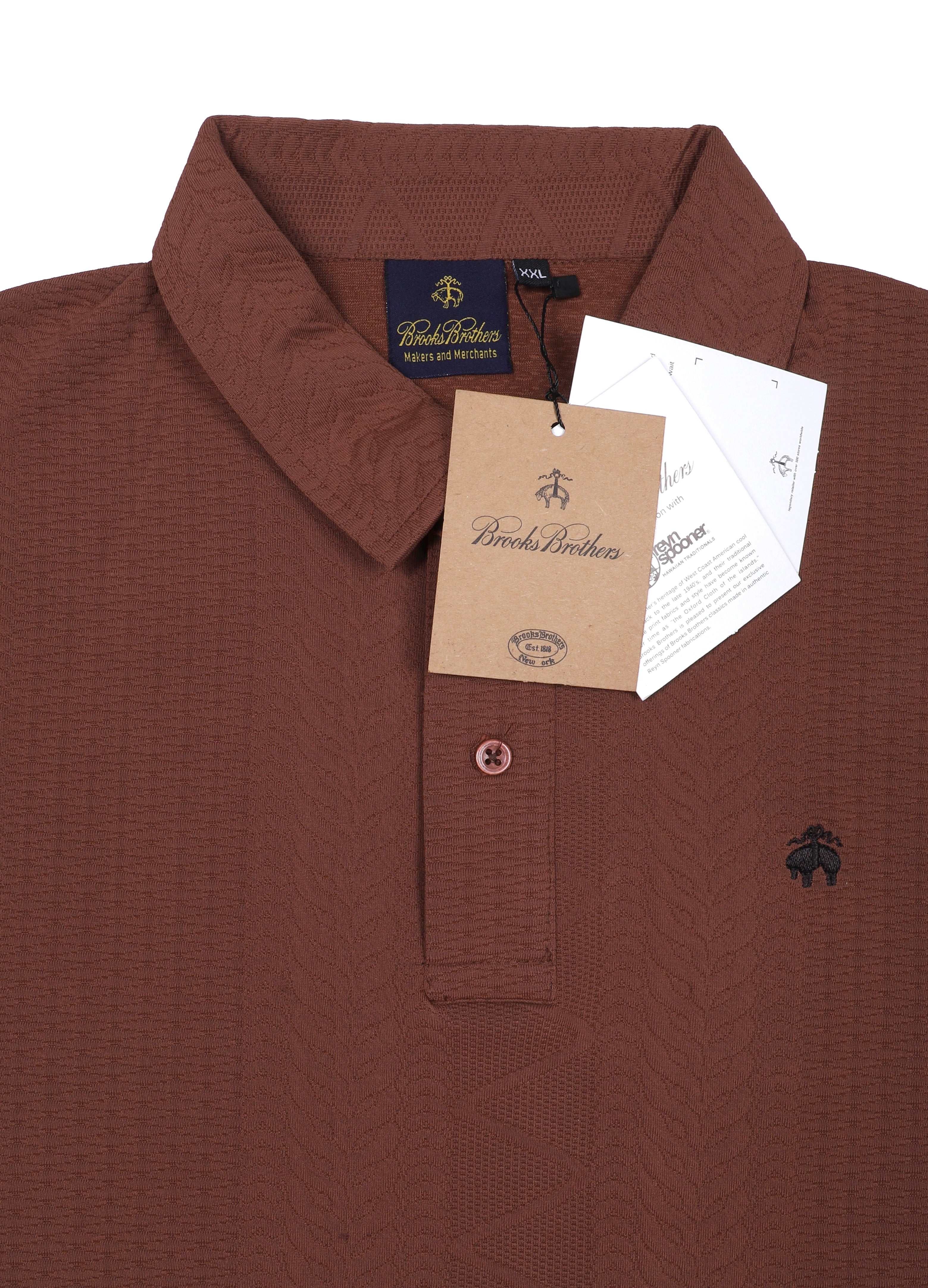 Brooks Brothers Textured Knit Polo Shirt in Rust