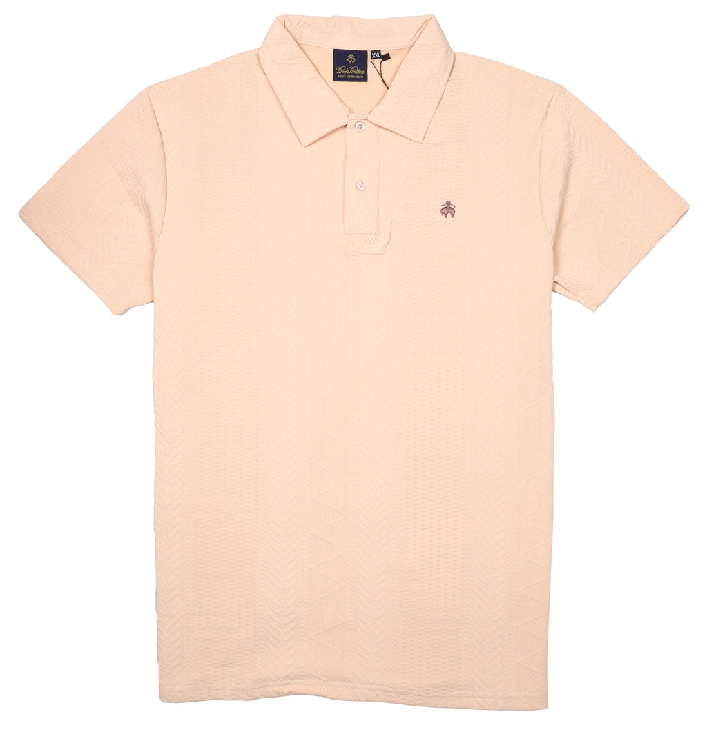 Brooks Brothers Textured Cotton Polo Shirt in Soft Peach