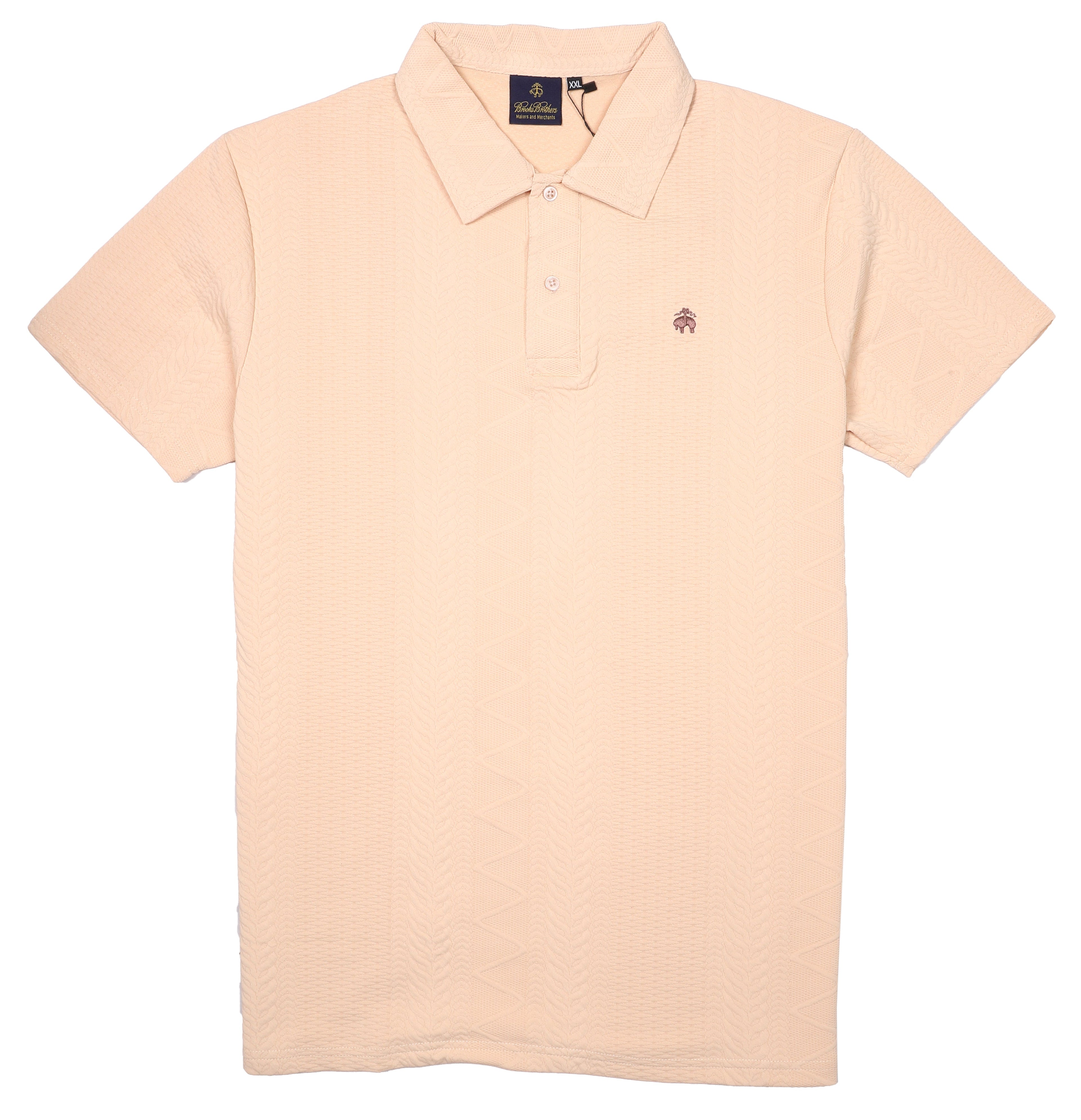 Brooks Brothers Textured Cotton Polo Shirt in Soft Peach