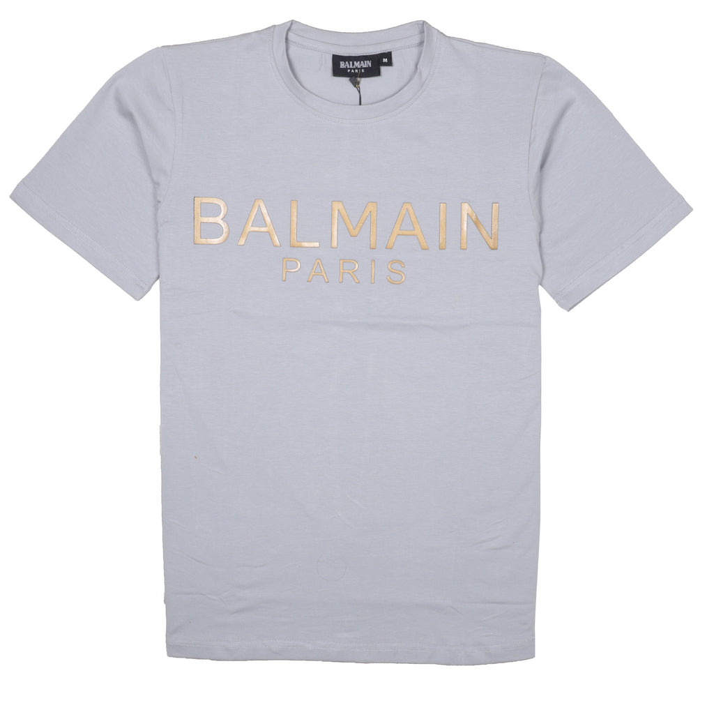 BALMAIN Paris Logo Tee in Light Grey