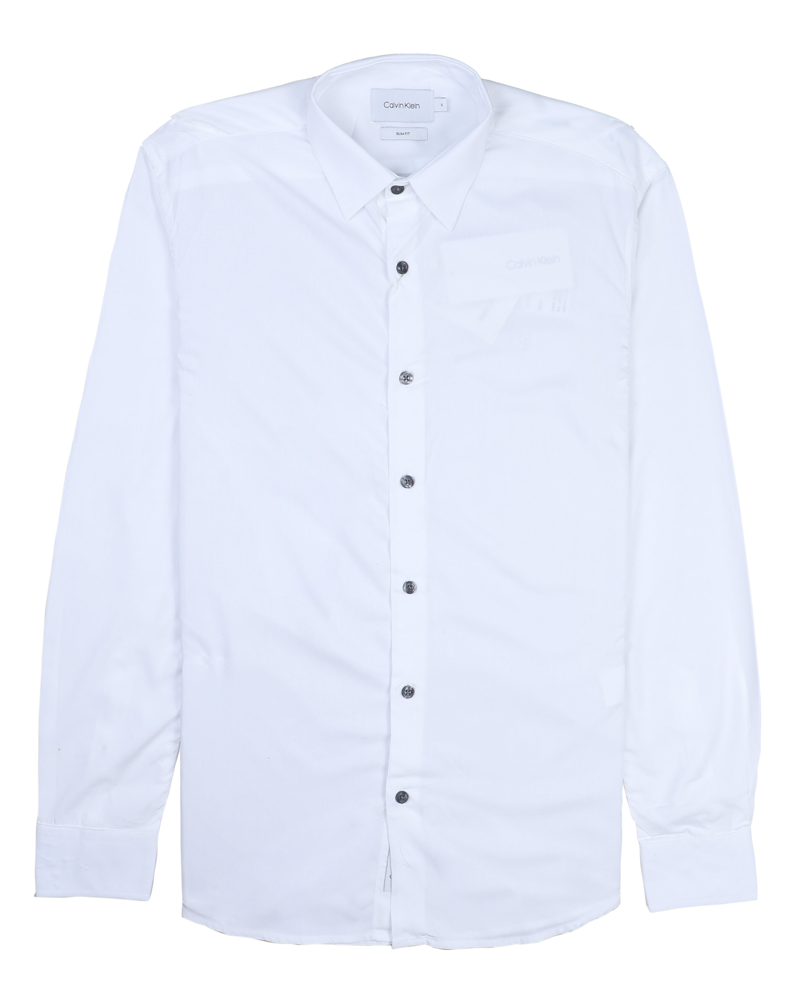 CALVIN KLEIN Ethereal Ivory Tailored Fit Long Sleeve Button-Up Shirt