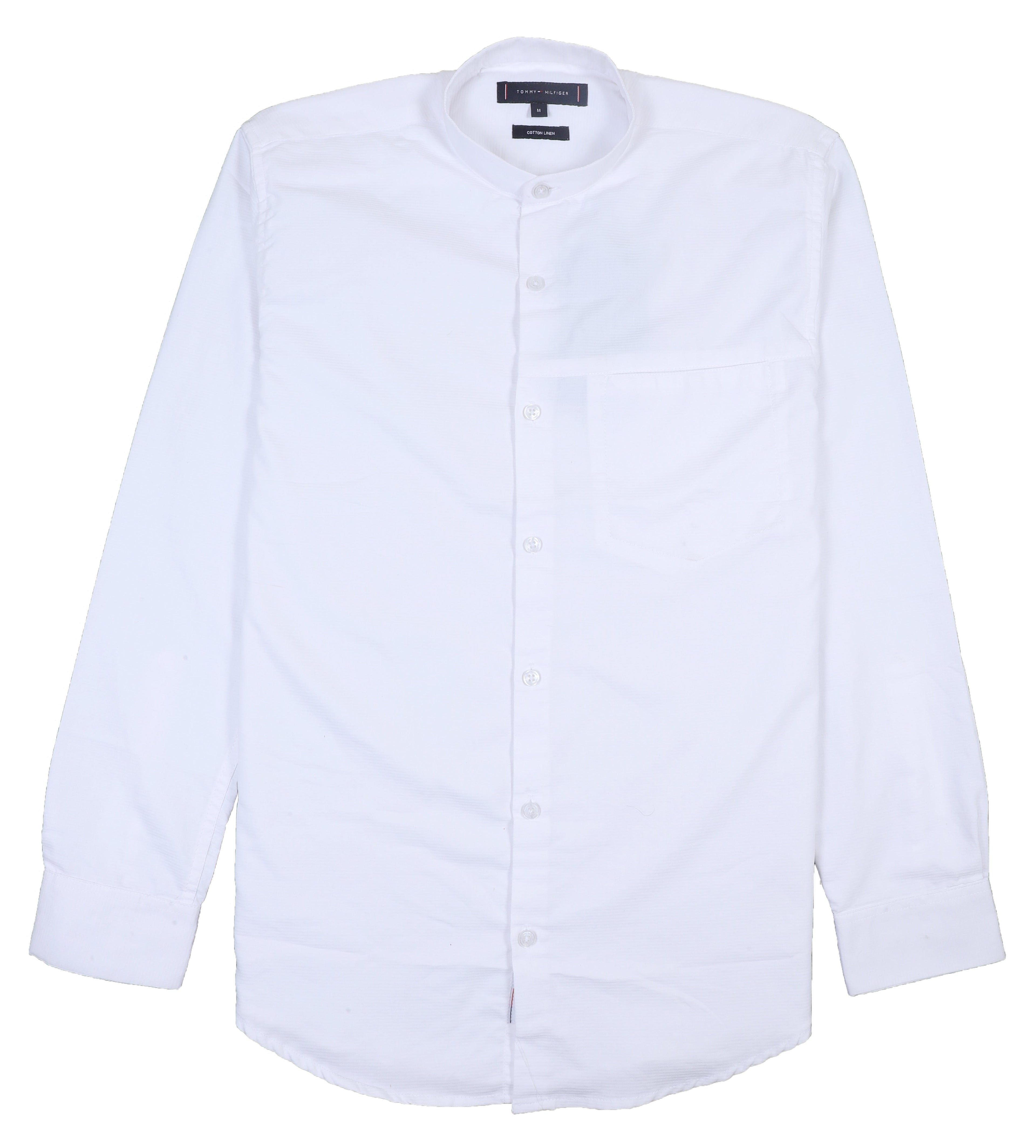 TOMMY HILFIGER Ethereal Ivory Luxe Fit Long Sleeve Cotton-Linen Shirt