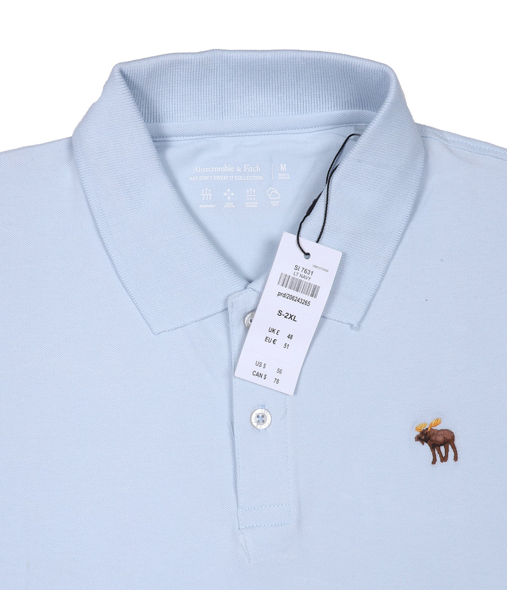 ABERCROMBIE & FITCH Tranquil Azure Classic Fit Short Sleeve Piqué Polo Shirt