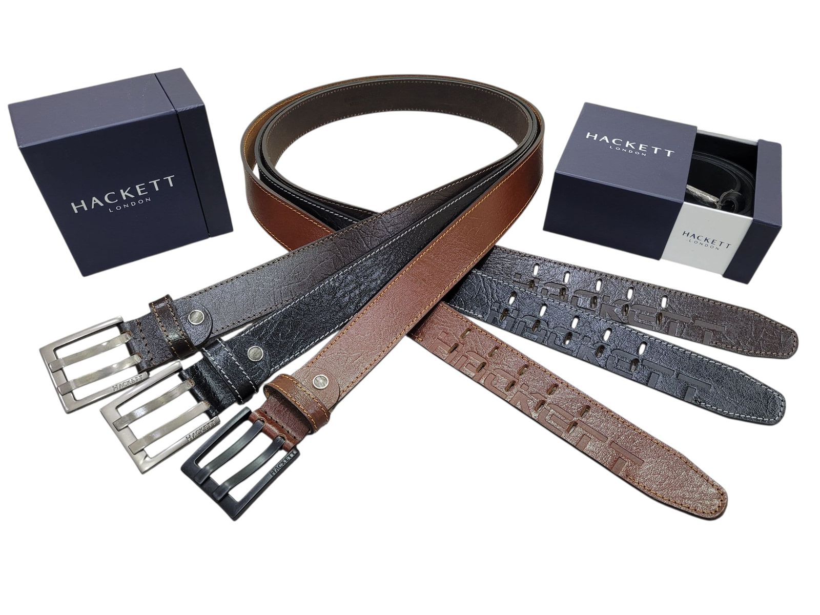 HACKETT London Classic Leather Belt Set