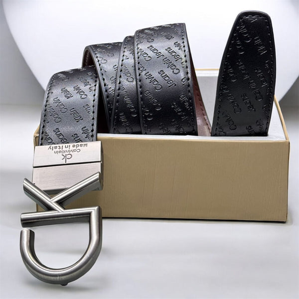 Calvin Klein Signature Embossed Leather Belt
