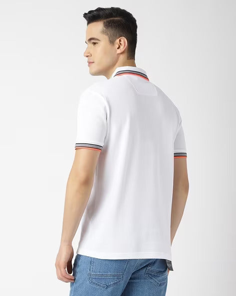 BOSS Pure Snow Slim Fit Contrast Trim Polo Shirt