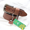 WOODLAND Premium Casual Leather Belt with Tree Embossing