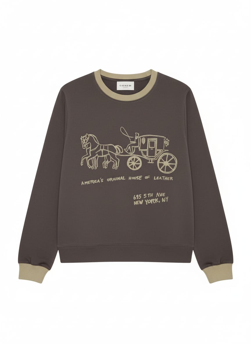 Coach Logo Heavy Quality Sweatshirt In Dark Grey  - Premium Winter Collection