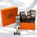HERMES Paris Signature Leather Belt Set