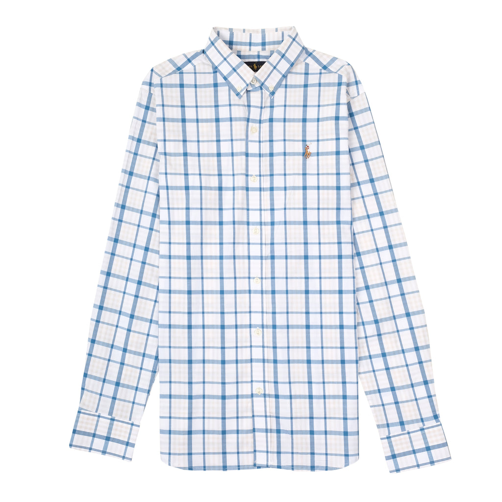 RALPH LAUREN Serene Azure Windowpane Check Classic Fit Oxford Shirt