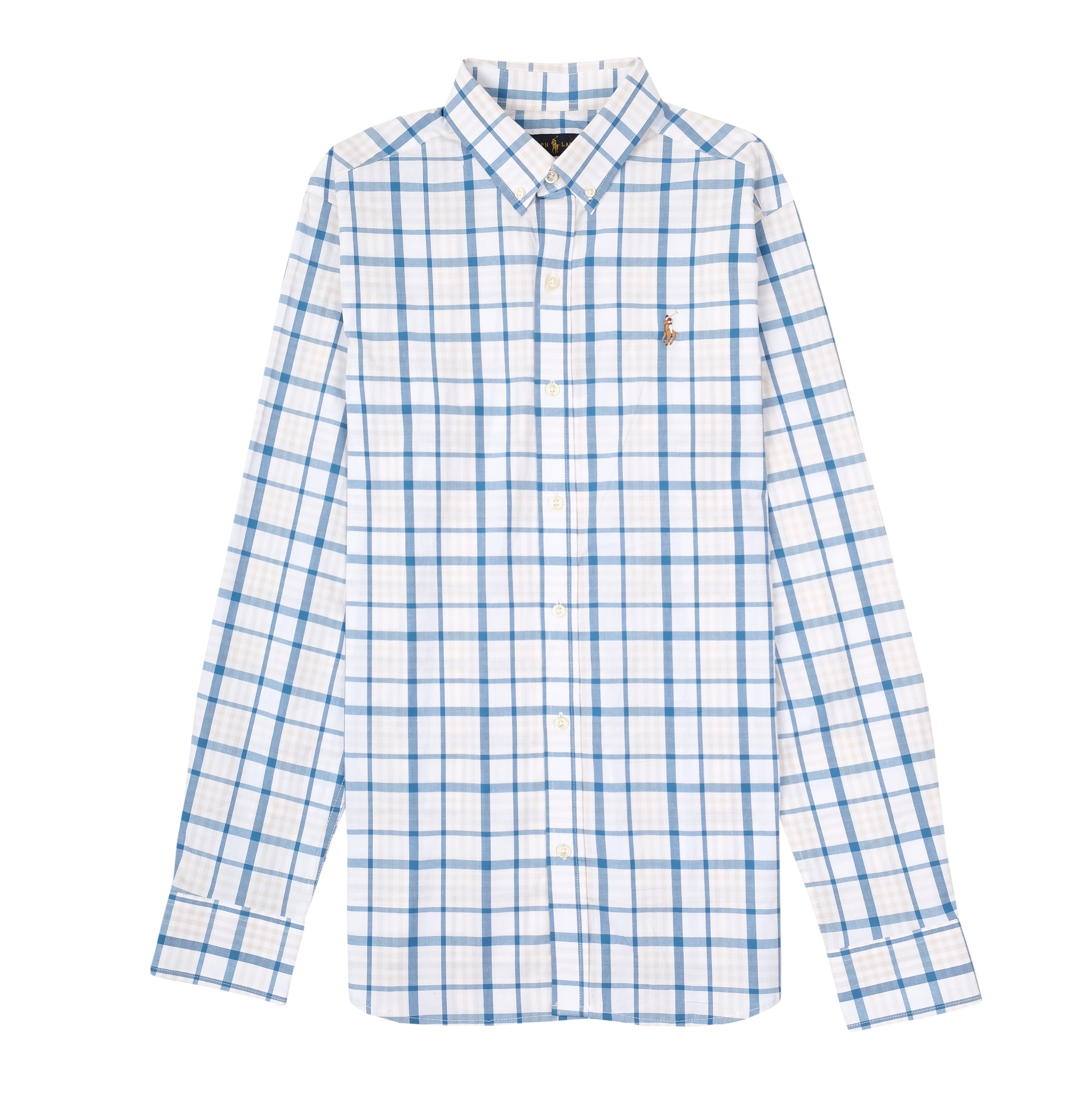 RALPH LAUREN Serene Azure Windowpane Check Classic Fit Oxford Shirt