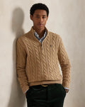 POLO RALPH LAUREN Caramel Whisper Luxe Fit Half-Zip Cable Knit Sweater