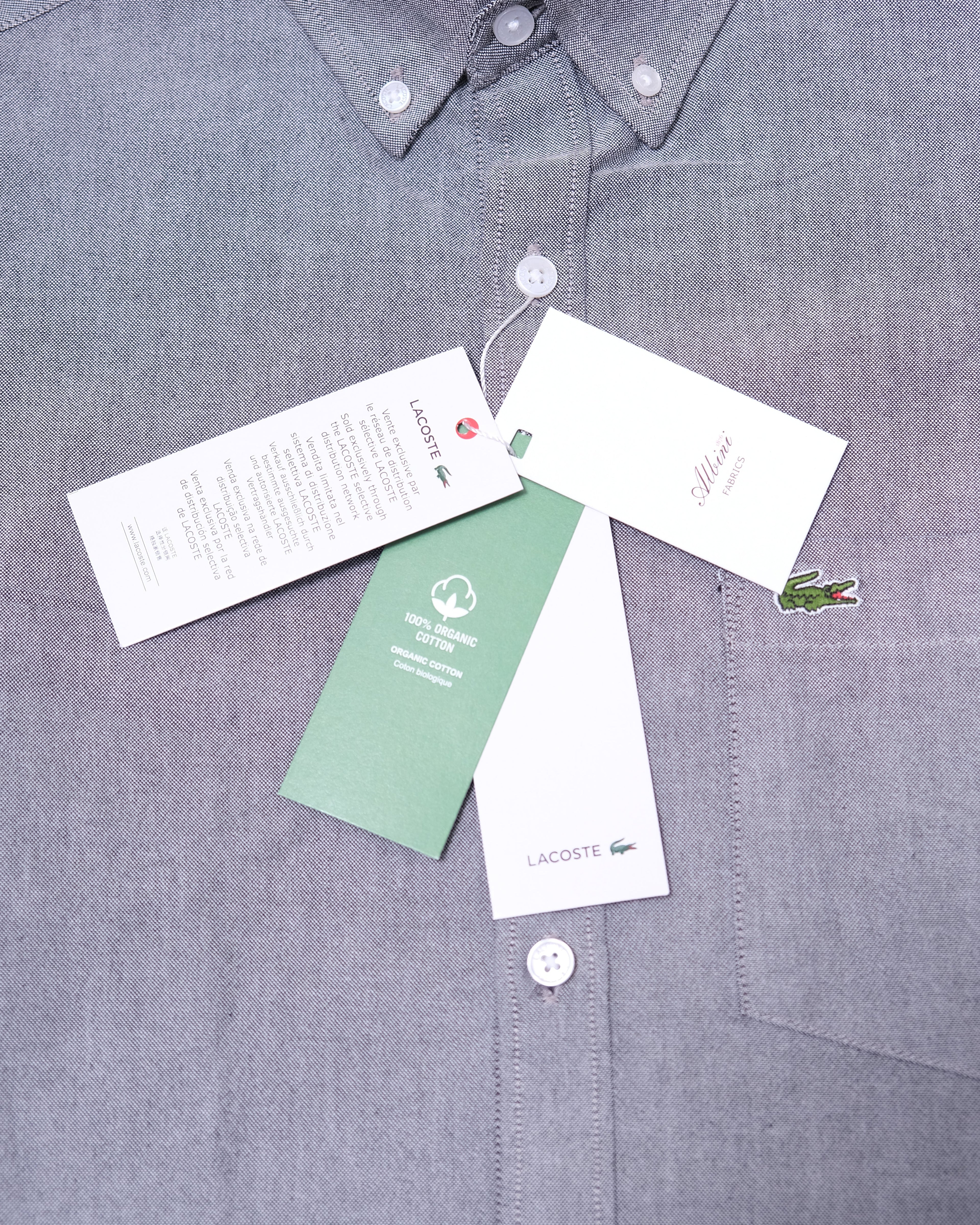 LACOSTE Misty Slate Slim Fit Long Sleeve Button-Down Shirt