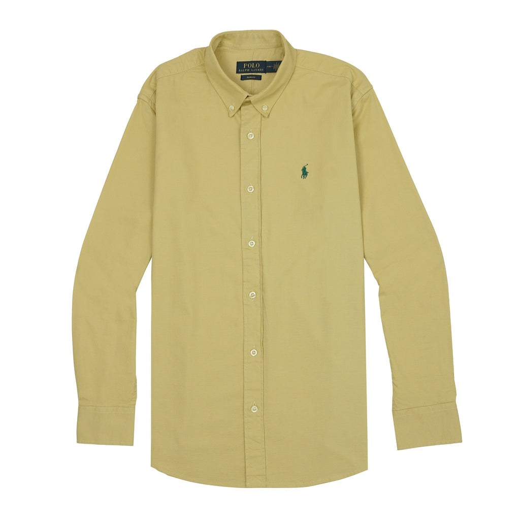 POLO RALPH LAUREN Luminous Olive Slim Fit Long Sleeve Button-Down Shirt