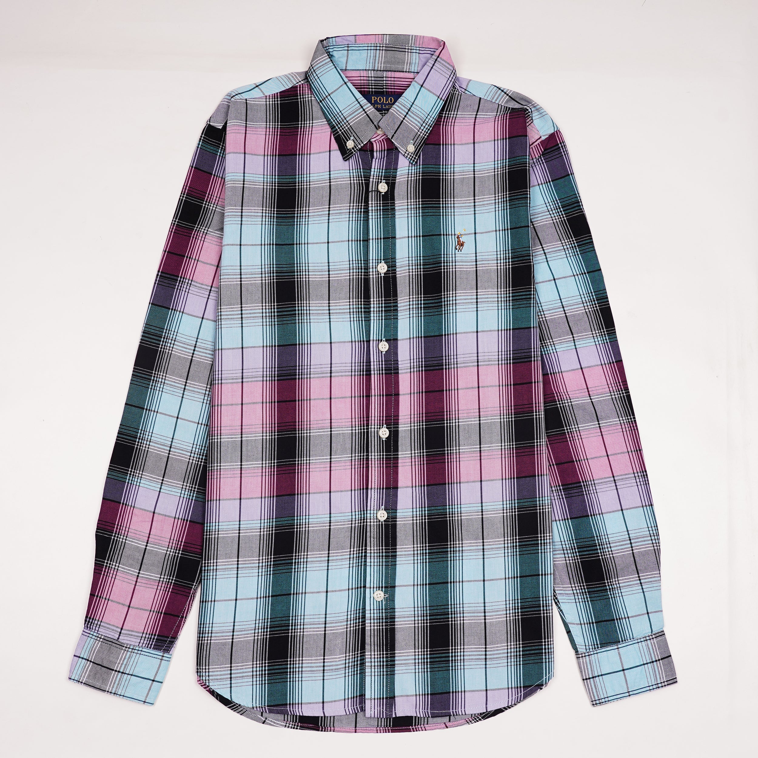 POLO RALPH LAUREN Radiant Indigo Tailored Fit Long Sleeve Gingham Shirt