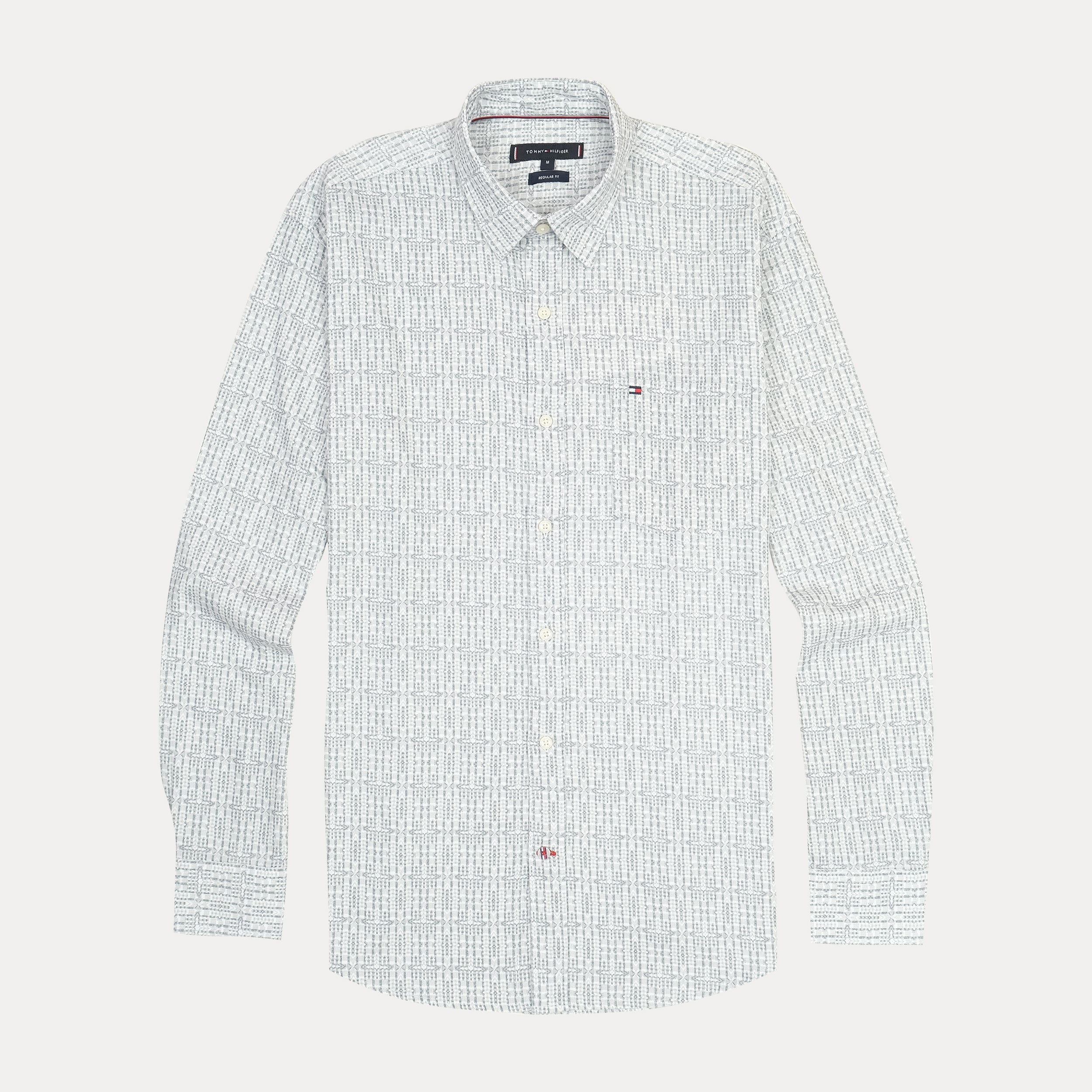 TOMMY HILFIGER Twilight Quartz Tailored Fit Long Sleeve Button-Up Shirt