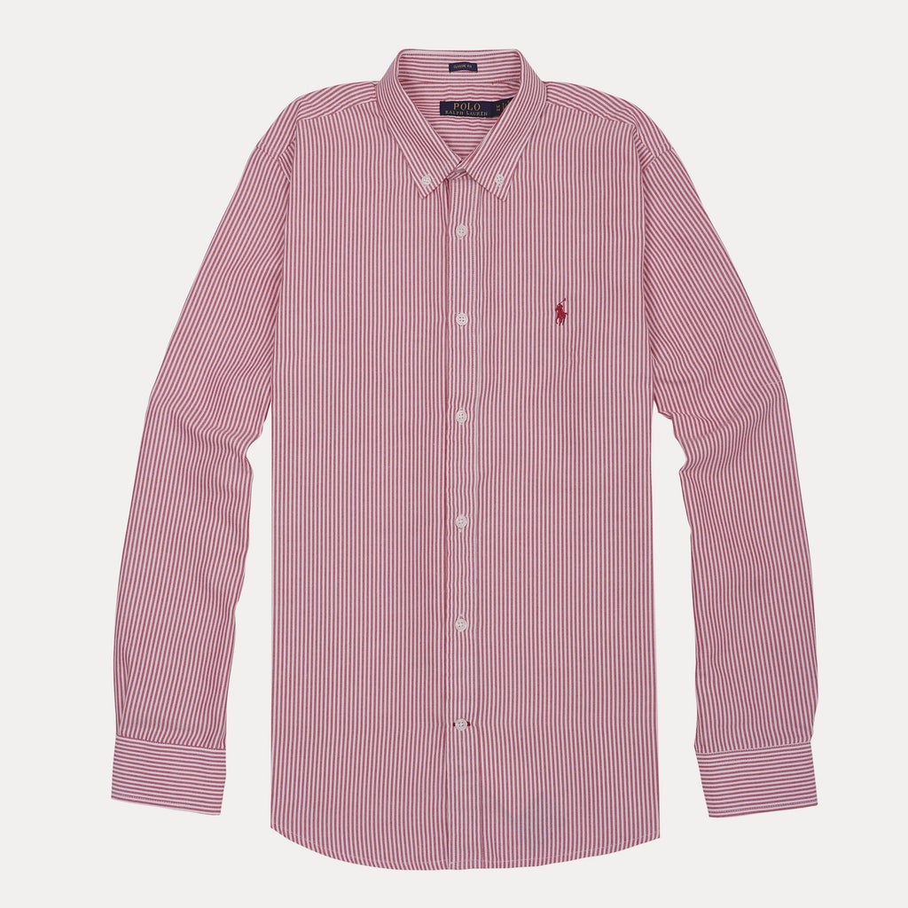 POLO RALPH LAUREN Radiant Crimson Classic Fit Long Sleeve Striped Button-Down Shirt