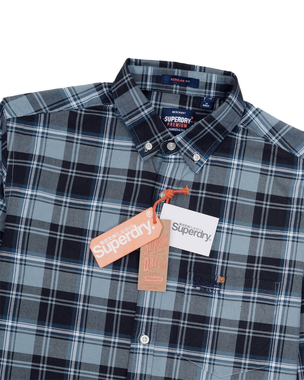 SUPERDRY Midnight Slate Checked Flannel Classic Fit Long Sleeve Shirt