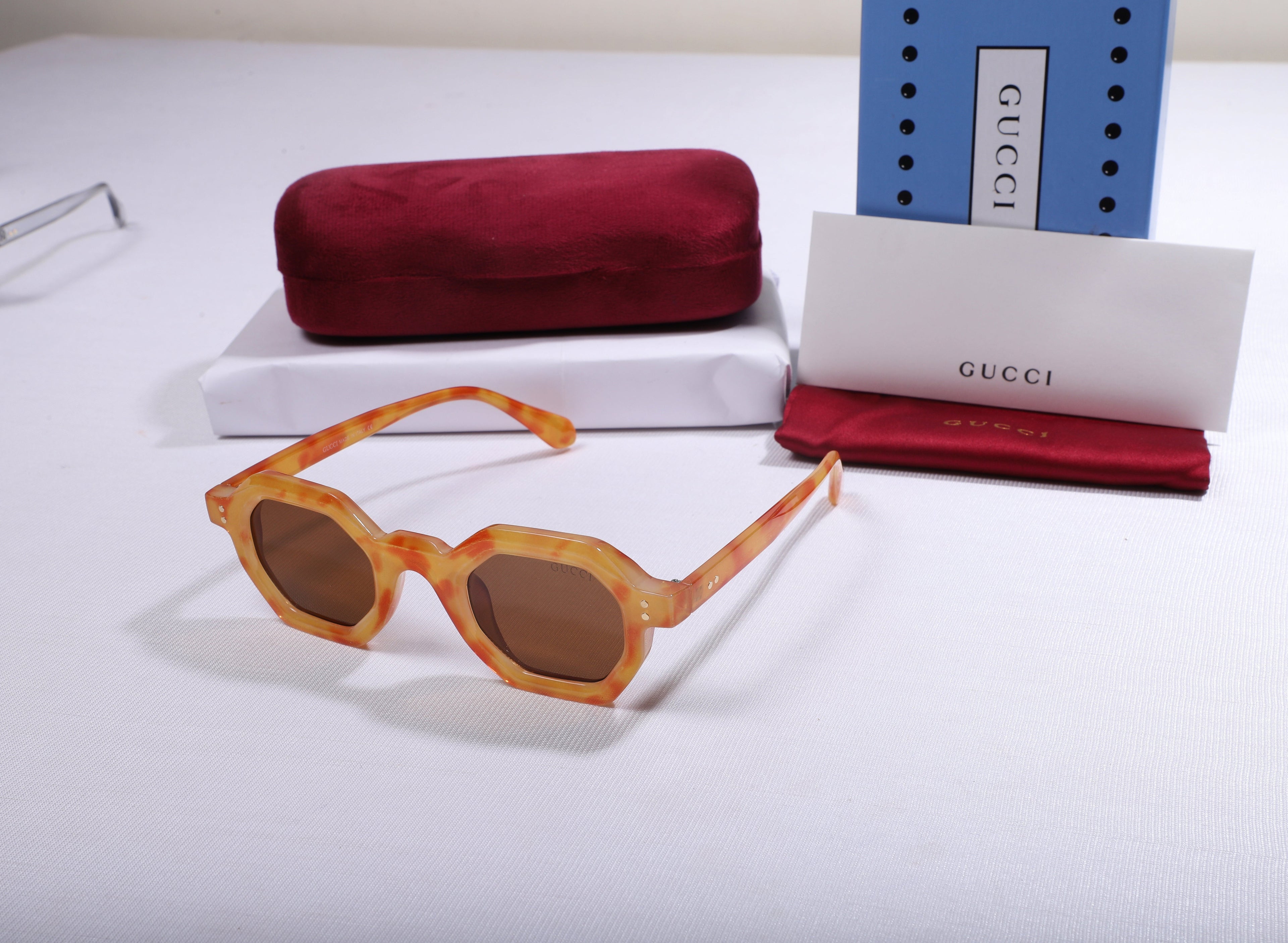 GUCCI Amber Honey Chic Octagonal Sunglasses