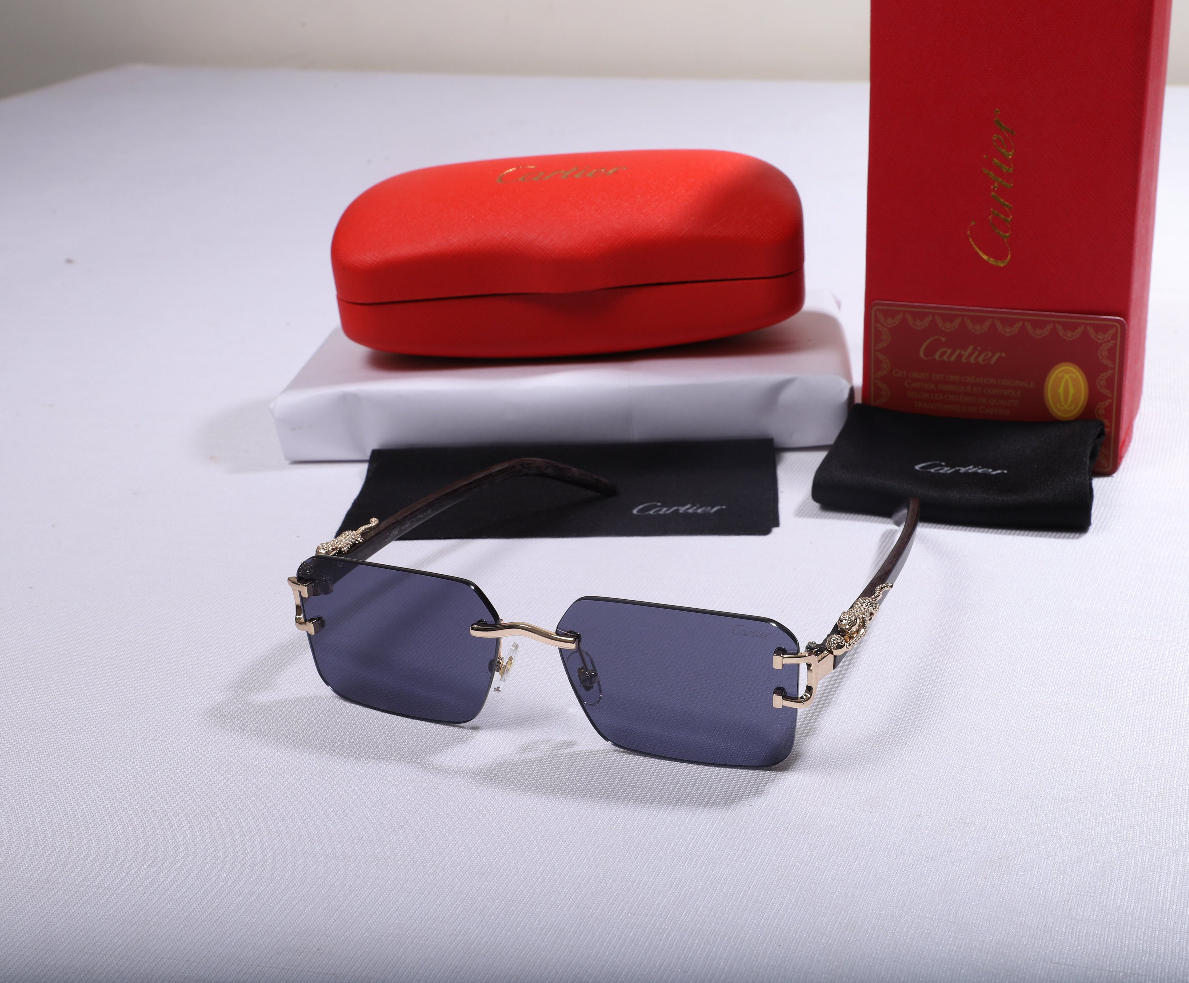 Cartier Luxe Hexagonal Sunglasses with Gold Accents