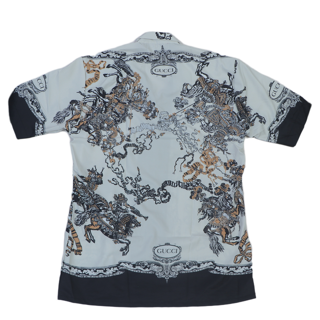 GUCCI Enchanted Teal Tailored Fit Short Sleeve Shirt