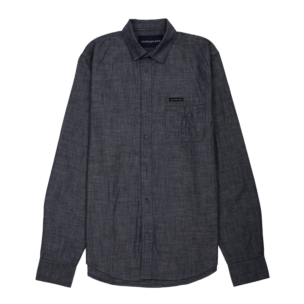 CALVIN KLEIN JEANS Midnight Ash Tailored Fit Long Sleeve Chambray Shirt