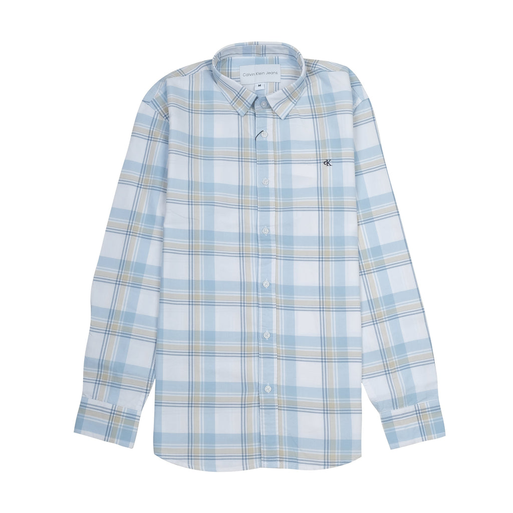 CALVIN KLEIN JEANS Tranquil Azure Classic Fit Long Sleeve Check Shirt