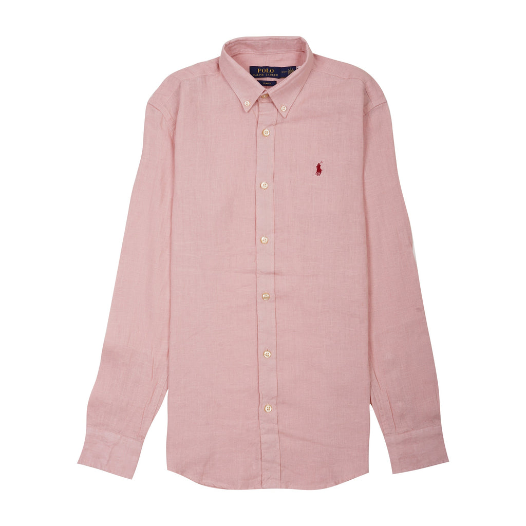 POLO RALPH LAUREN Blush Petal Tailored Fit Long Sleeve Linen Shirt