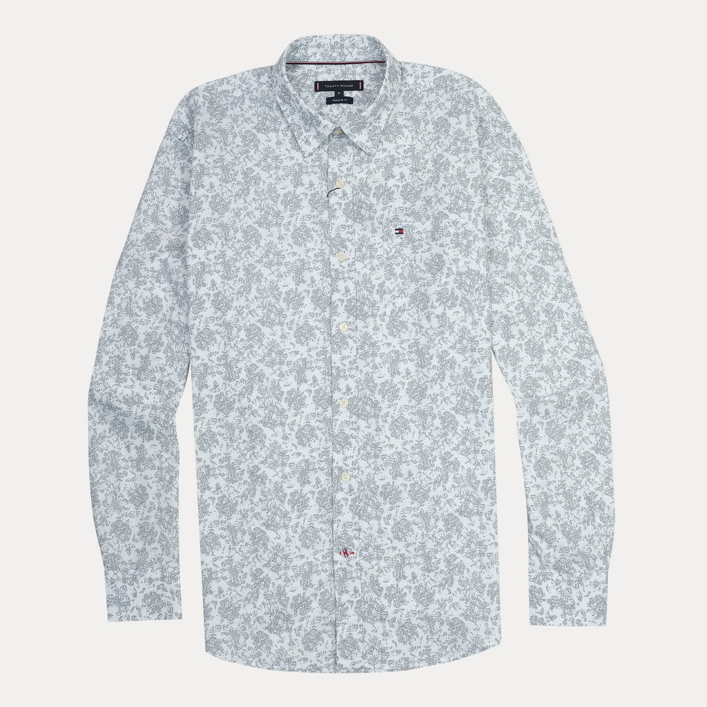 TOMMY HILFIGER Misty Aqua Elegant Fit Long Sleeve Button-Up Shirt