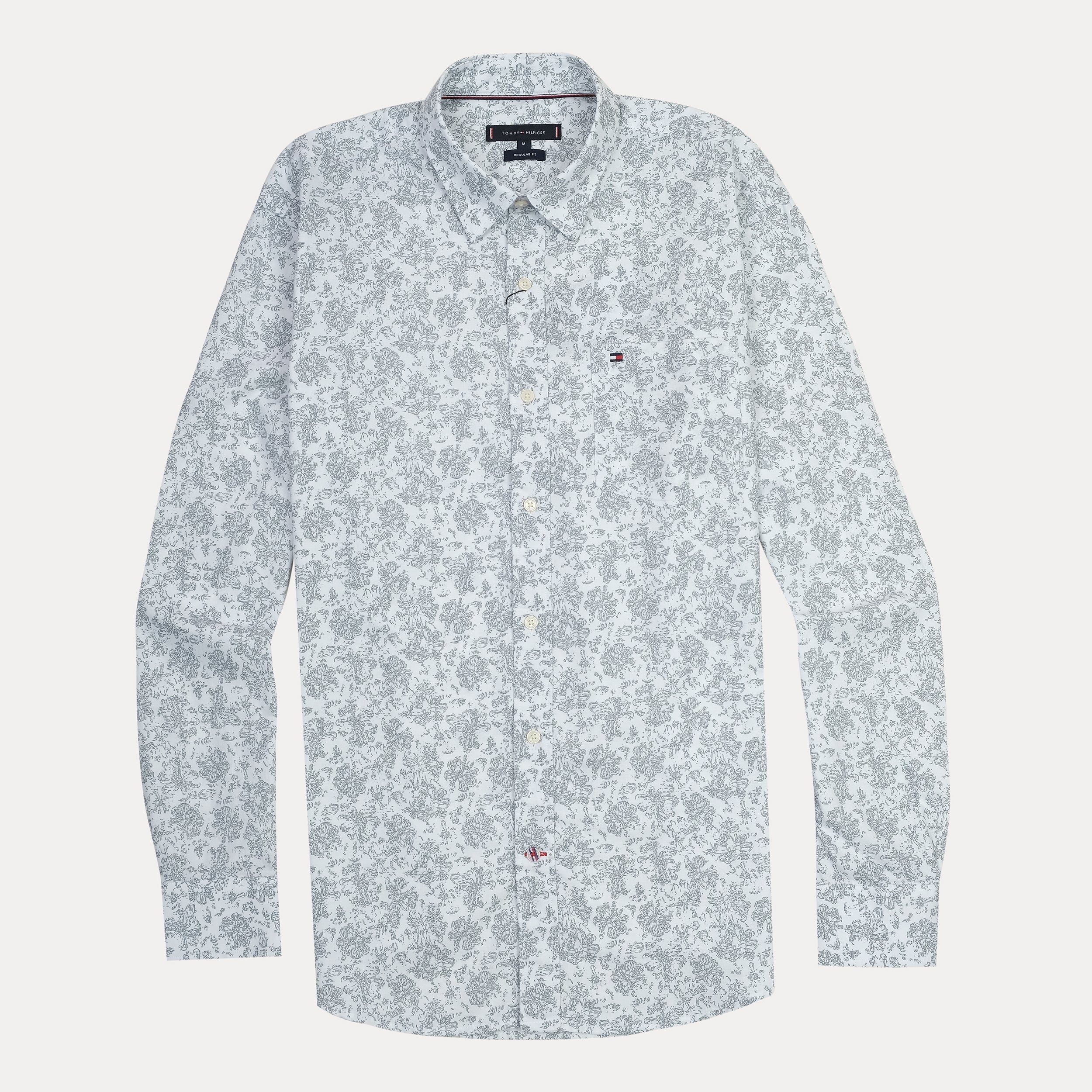 TOMMY HILFIGER Misty Aqua Elegant Fit Long Sleeve Button-Up Shirt