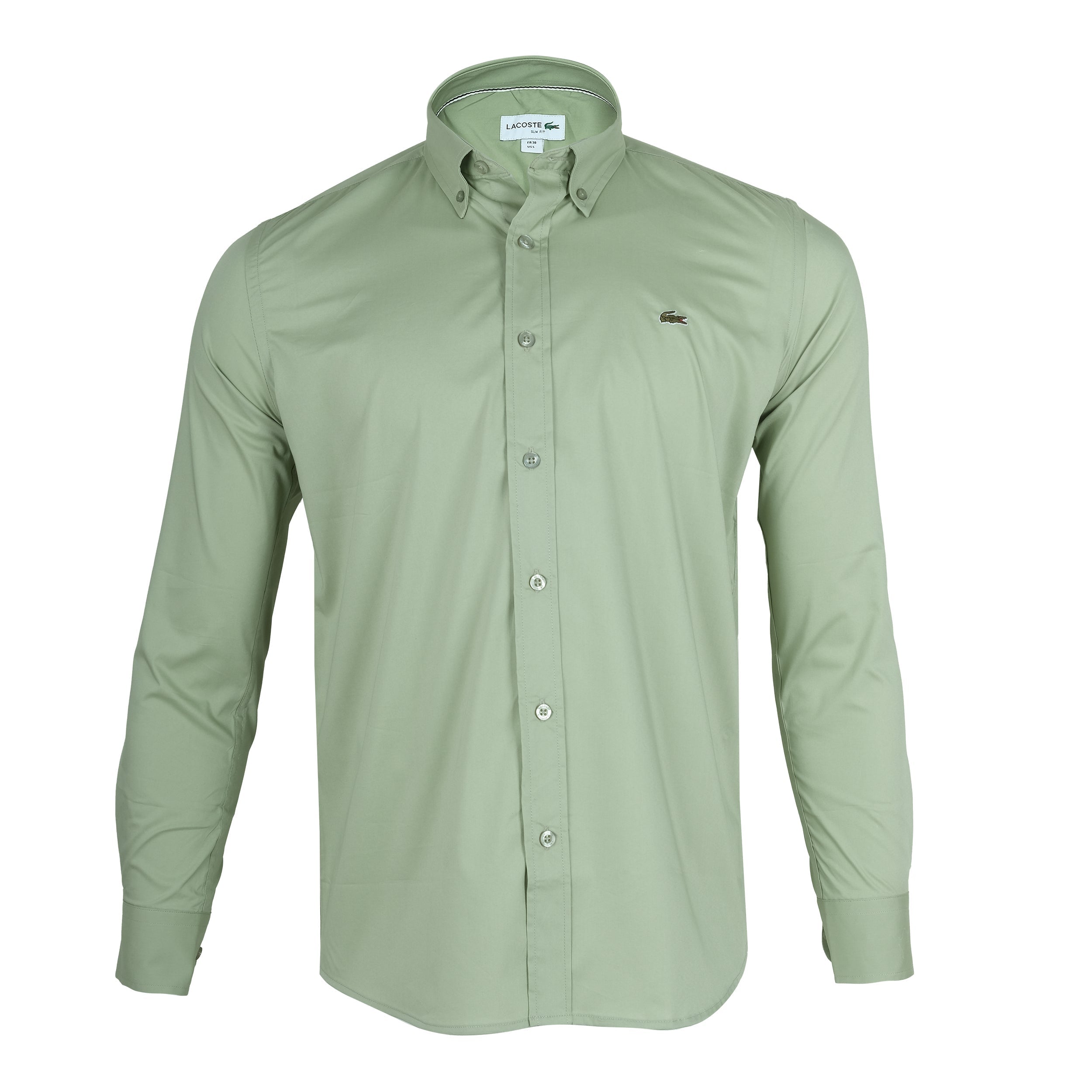 LACOSTE Sage Green Classic Fit Long Sleeve Button-Up Shirt