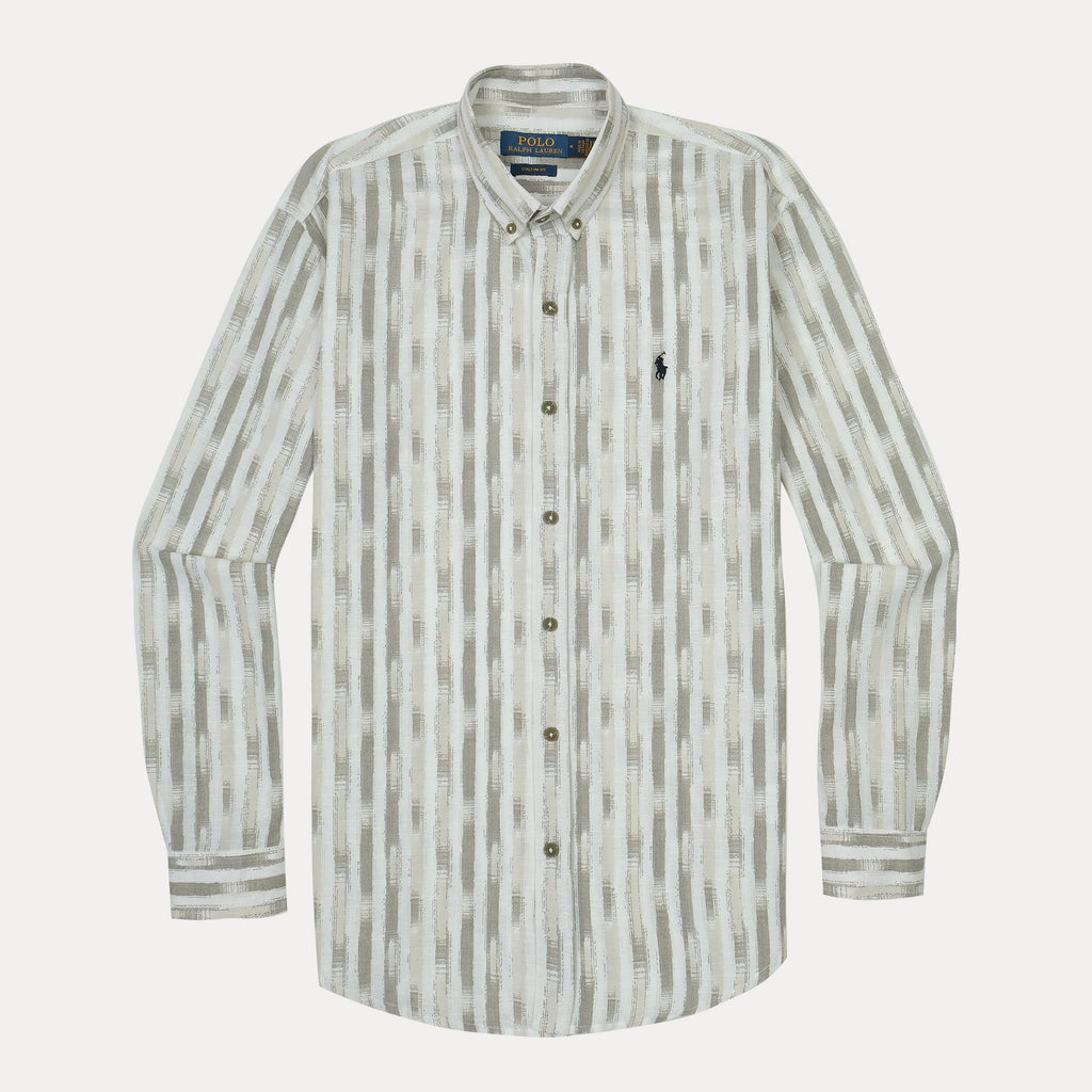 POLO Serene Silver Elegant Fit Long Sleeve Button-Up Shirt