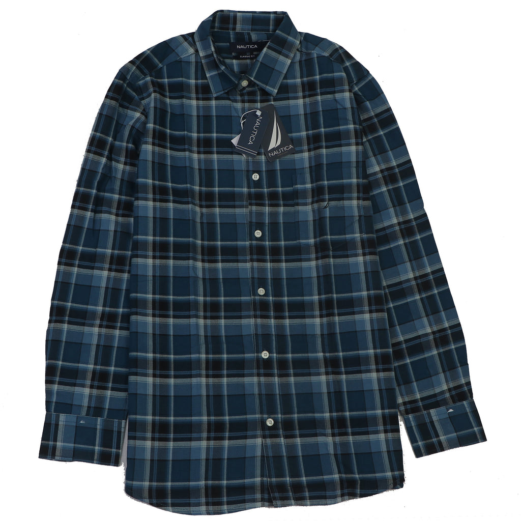 NAUTICA Deep Sea Teal Classic Fit Long Sleeve Flannel Shirt