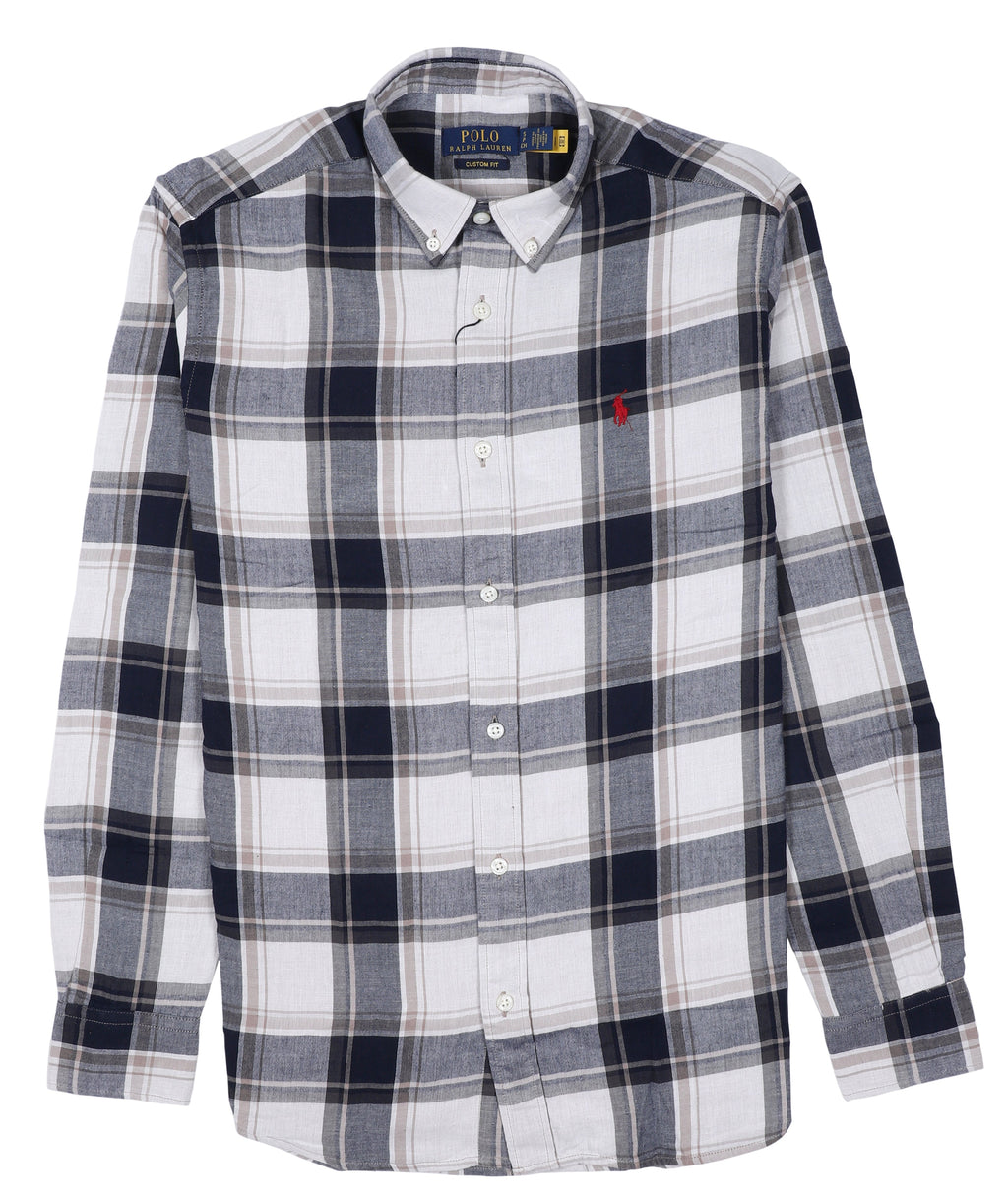 POLO RALPH LAUREN Twilight Slate Custom Fit Plaid Button-Down Shirt
