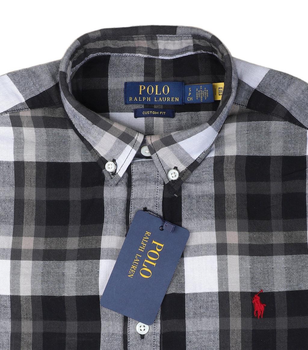POLO RALPH LAUREN Shadow Slate Custom Fit Plaid Button-Up Shirt