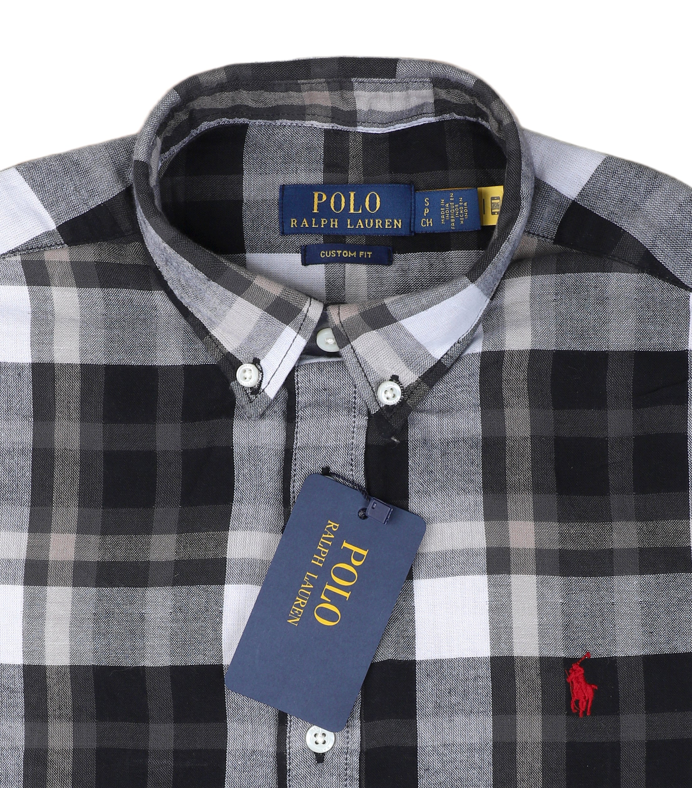 POLO RALPH LAUREN Shadow Slate Custom Fit Plaid Button-Up Shirt