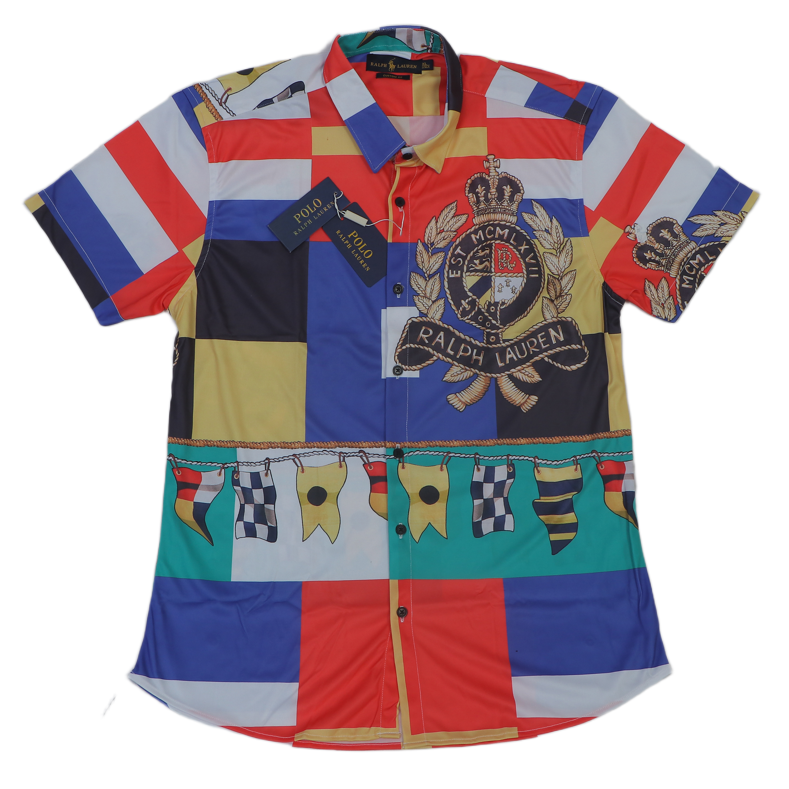 RALPH LAUREN Vibrant Lagoon Custom Fit Short Sleeve Shirt
