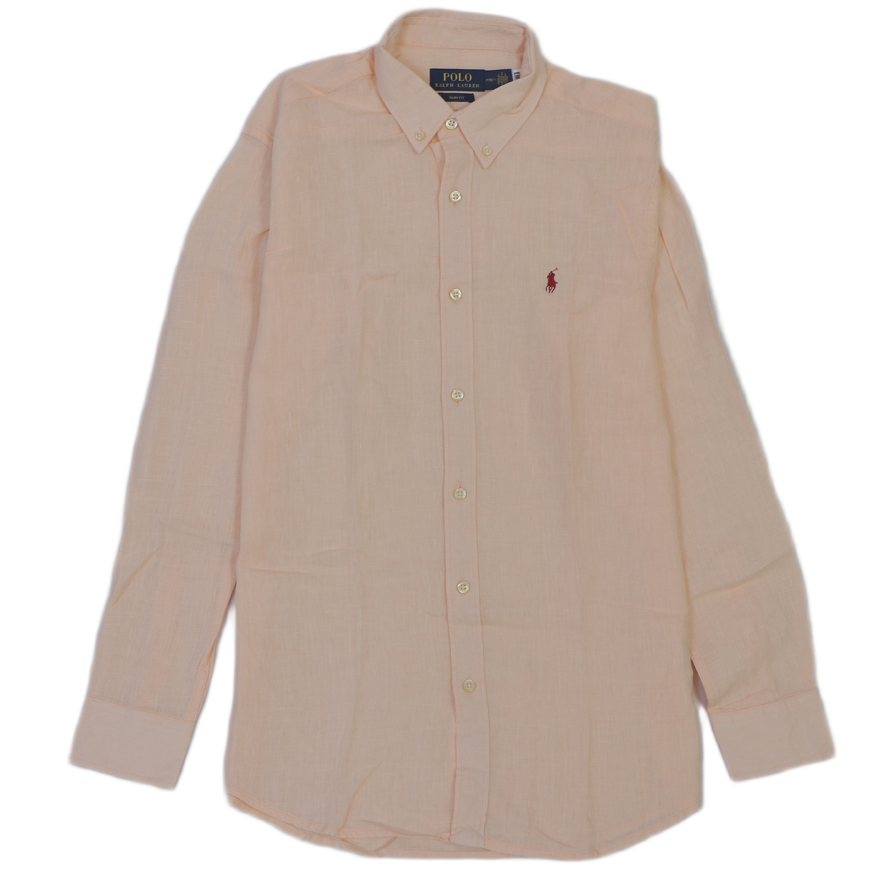 POLO RALPH LAUREN Blushing Peach Tailored Fit Long Sleeve Linen Shirt