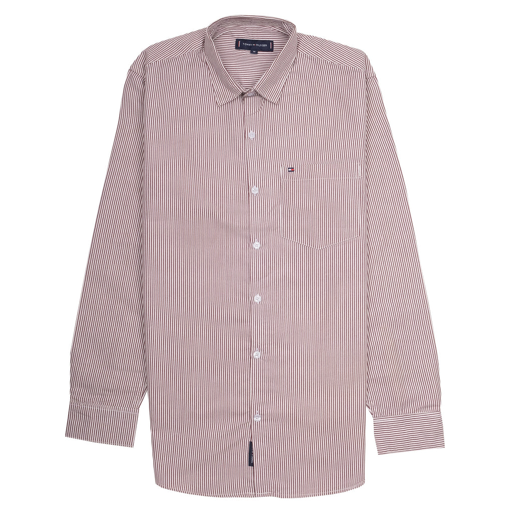 TOMMY HILFIGER Crimson Stripe Classic Fit Long Sleeve Button-Up Shirt