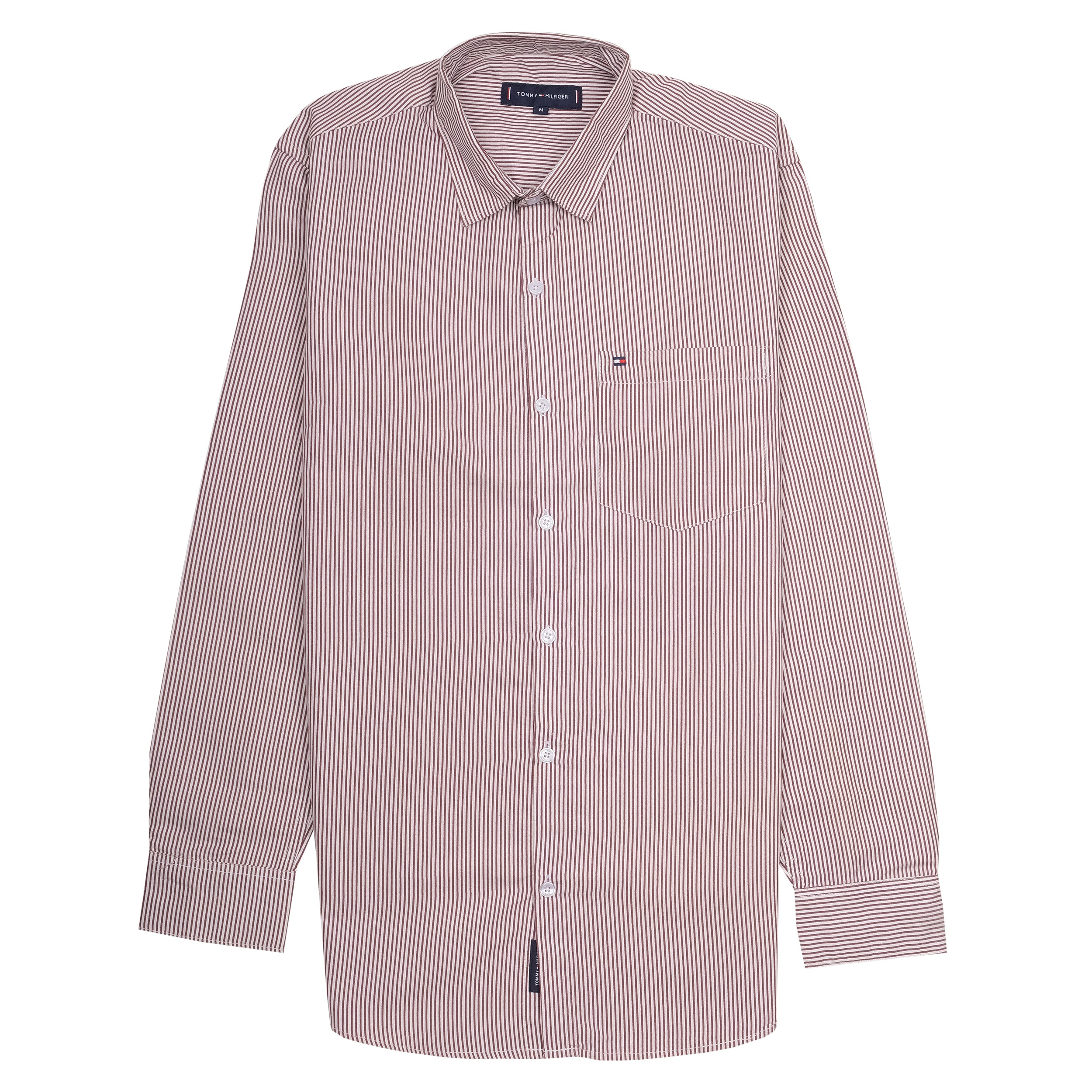 TOMMY HILFIGER Crimson Stripe Classic Fit Long Sleeve Button-Up Shirt