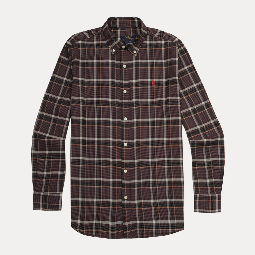 POLO RALPH LAUREN Ember Wine Tailored Fit Long Sleeve Flannel Shirt