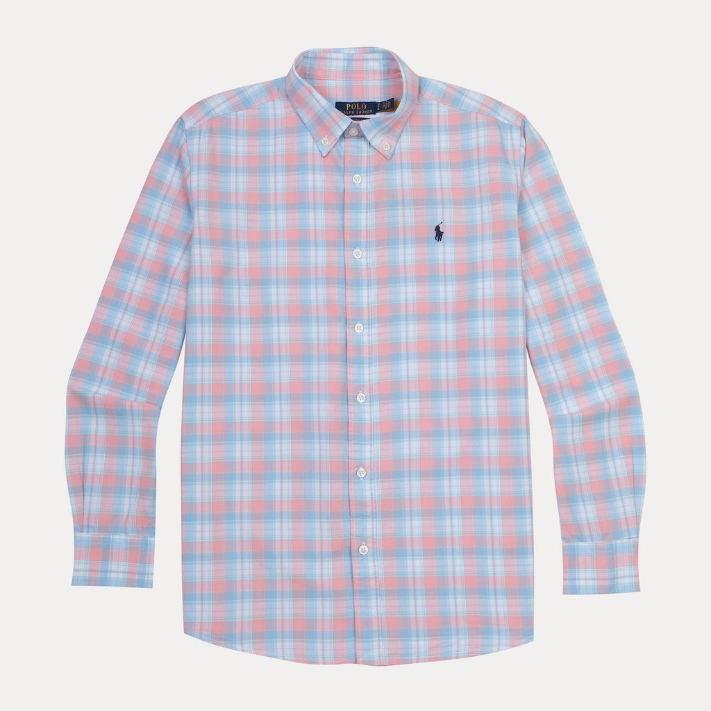 POLO RALPH LAUREN Tranquil Blush Custom Fit Long Sleeve Plaid Shirt