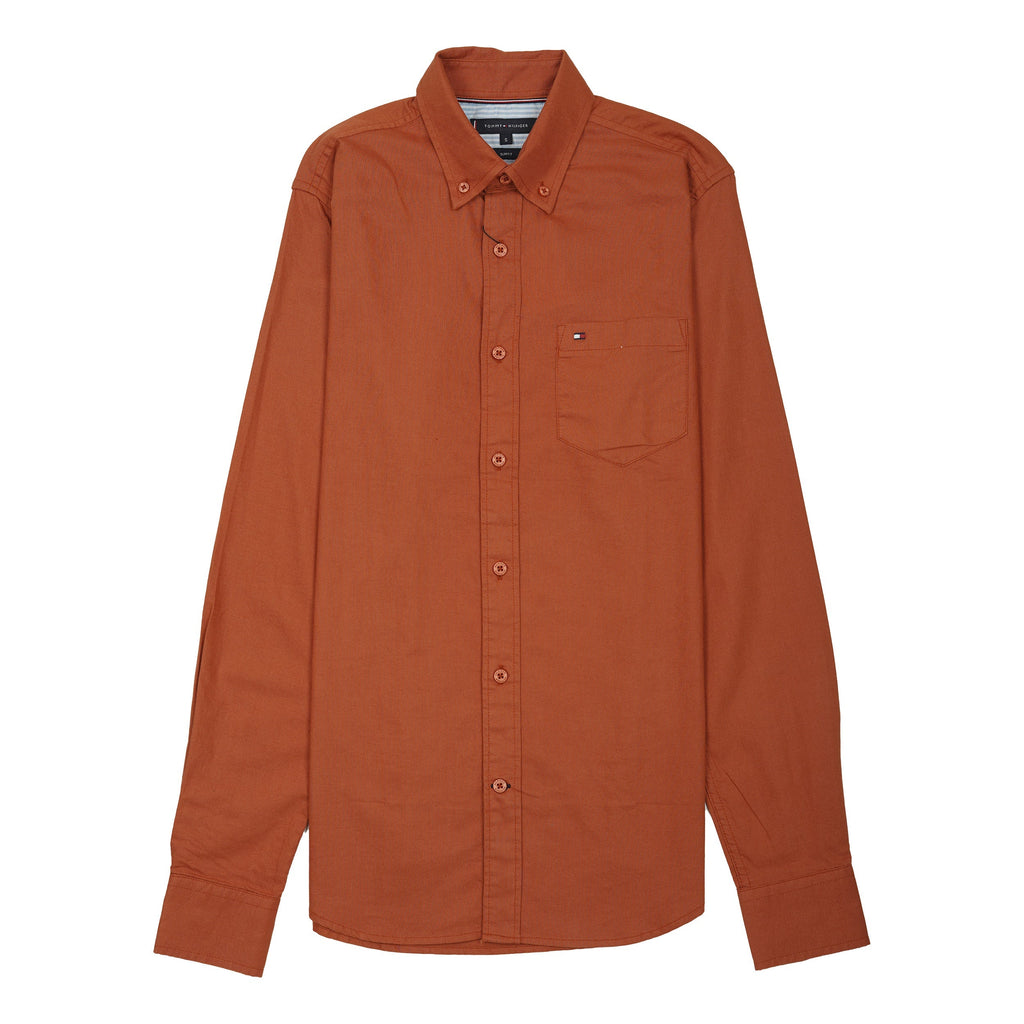 TOMMY HILFIGER Radiant Terracotta Luxe Tailored Fit Long Sleeve Button-Up Shirt