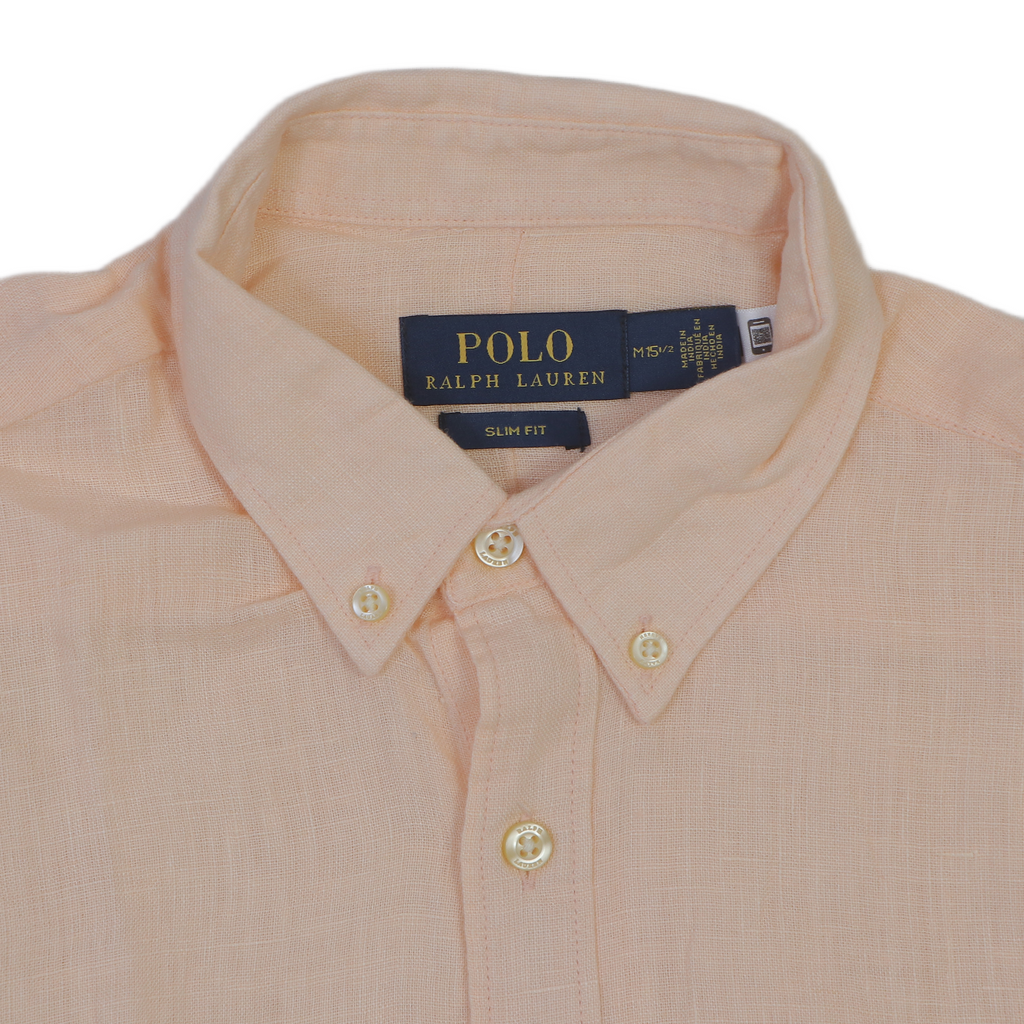 POLO RALPH LAUREN Blushing Peach Tailored Fit Long Sleeve Linen Shirt