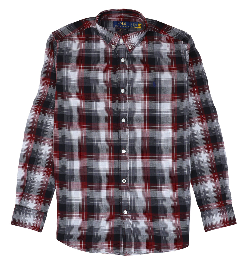 POLO RALPH LAUREN Radiant Crimson Custom Fit Plaid Button-Down Shirt