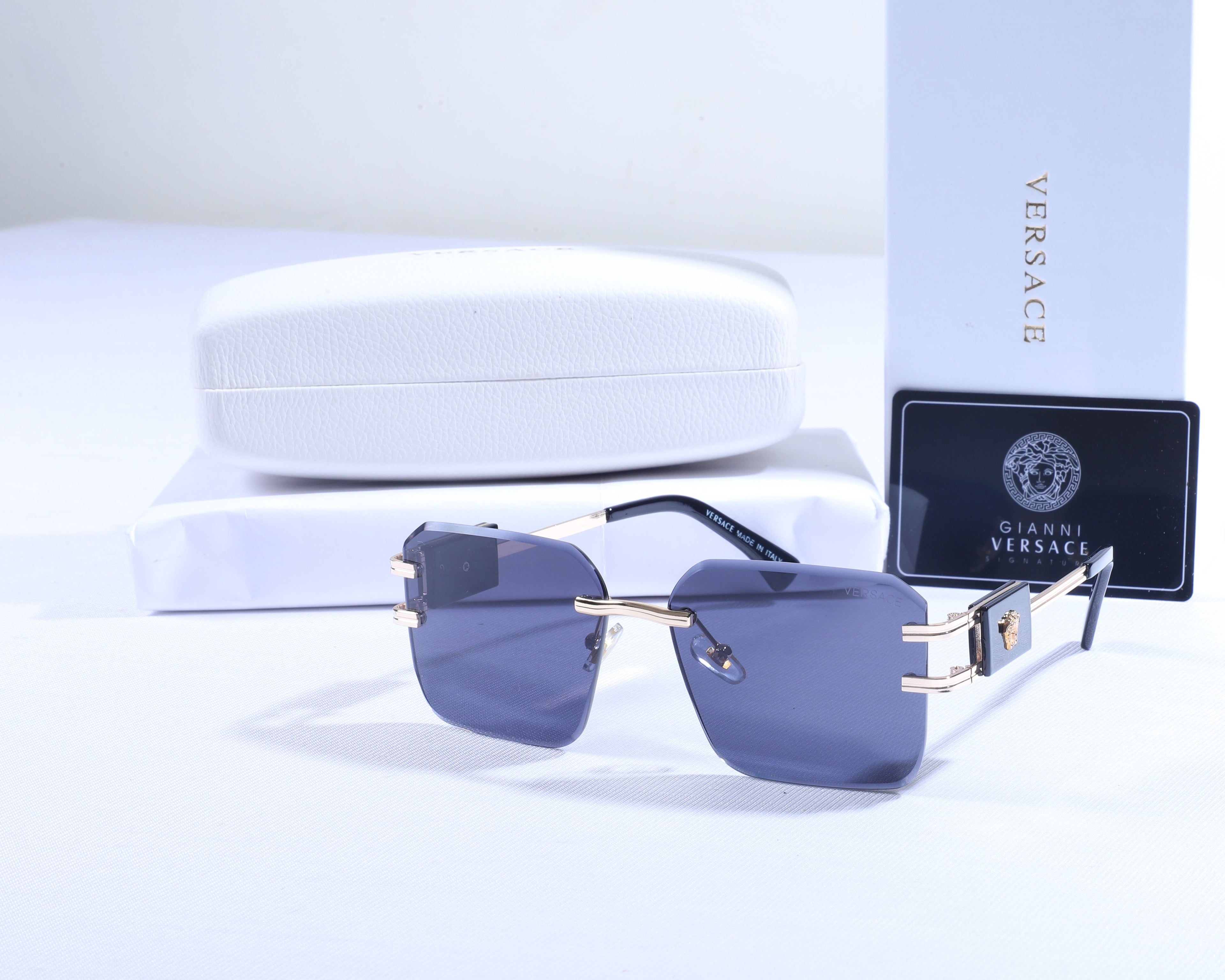 VERSACE Ethereal Obsidian Premium Square Sunglasses with Lavish Accents