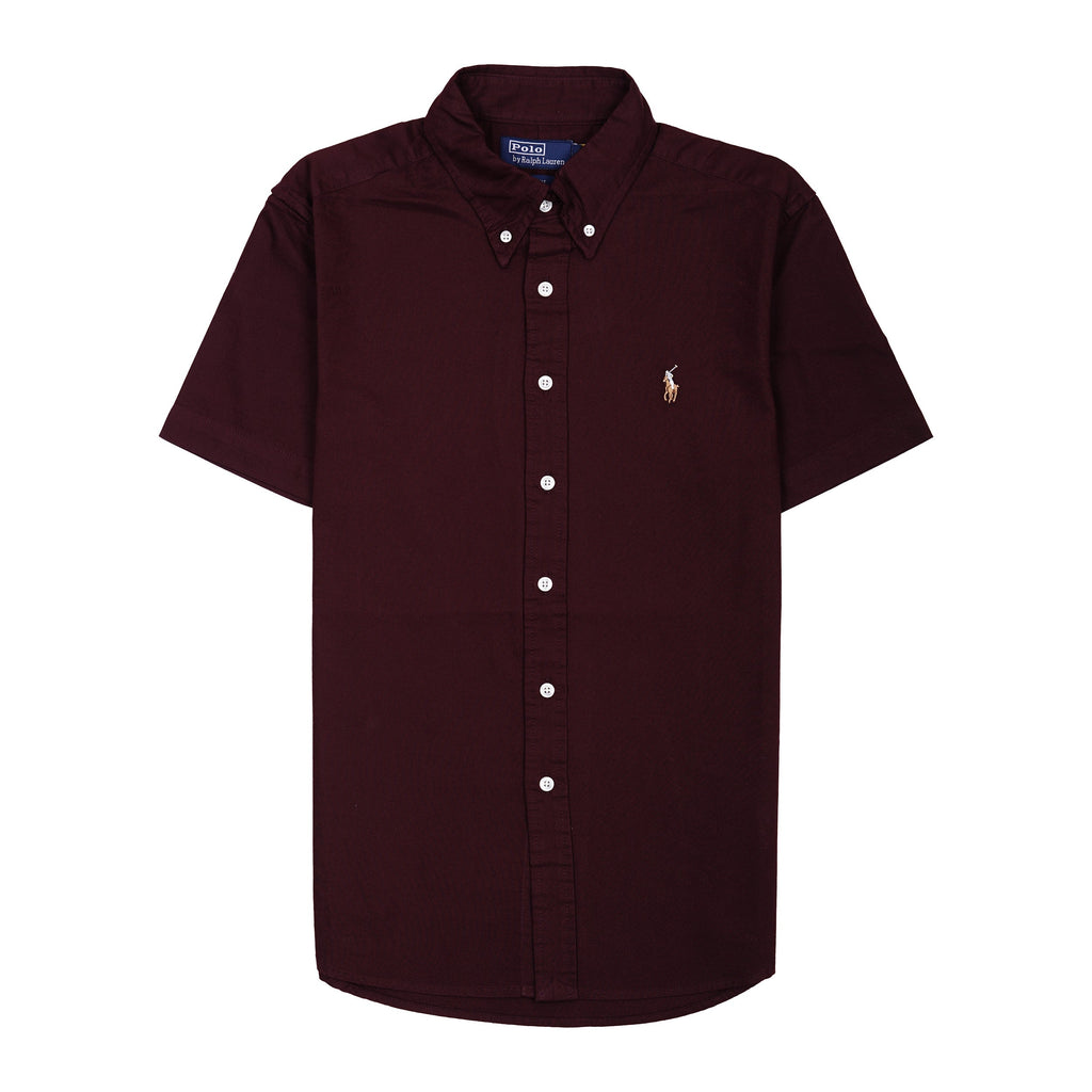 POLO RALPH LAUREN Crimson Velvet Relaxed Fit Short Sleeve Button-Down Shirt