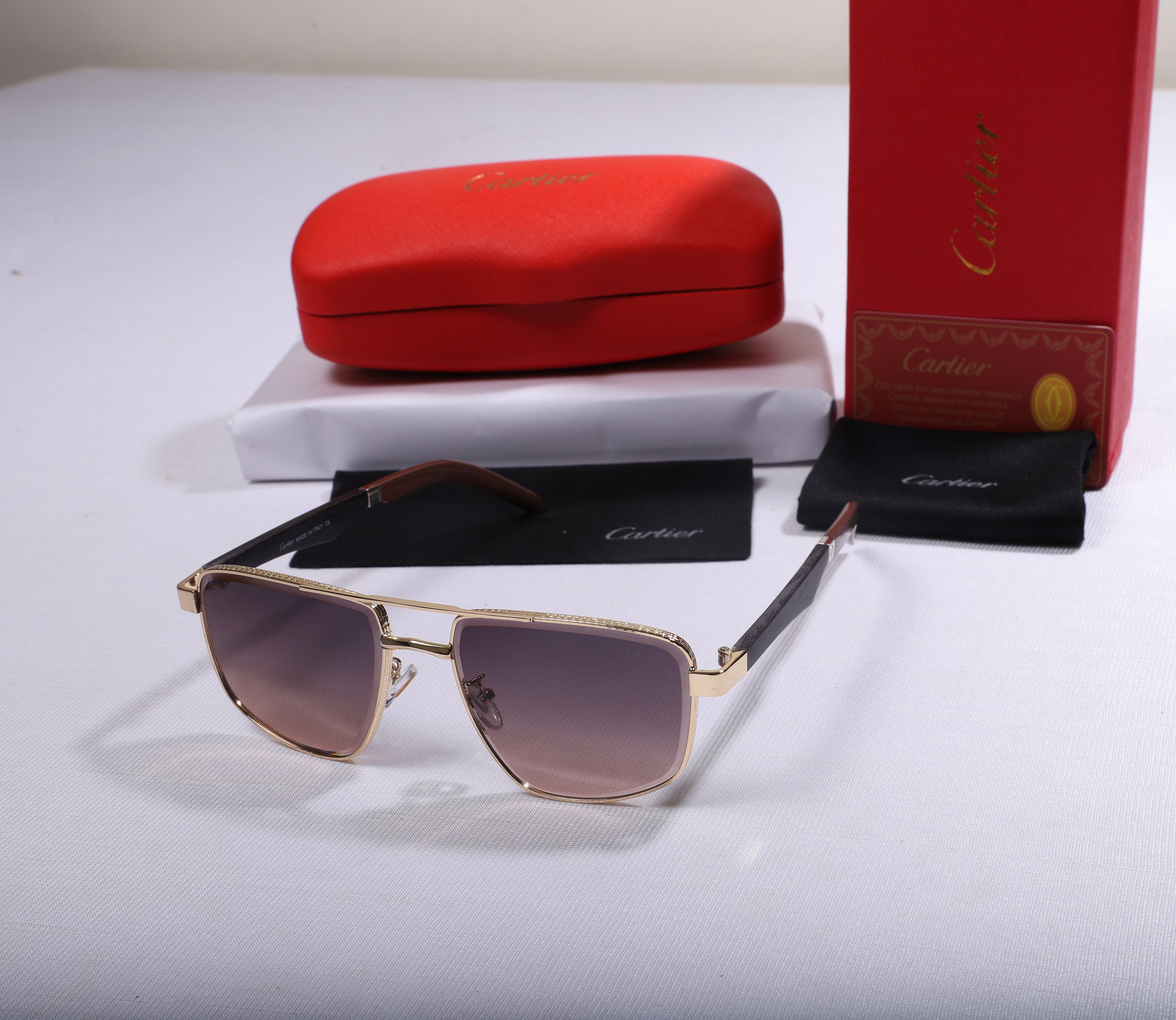 Cartier Luxe Square Sunglasses with Gradient Lenses
