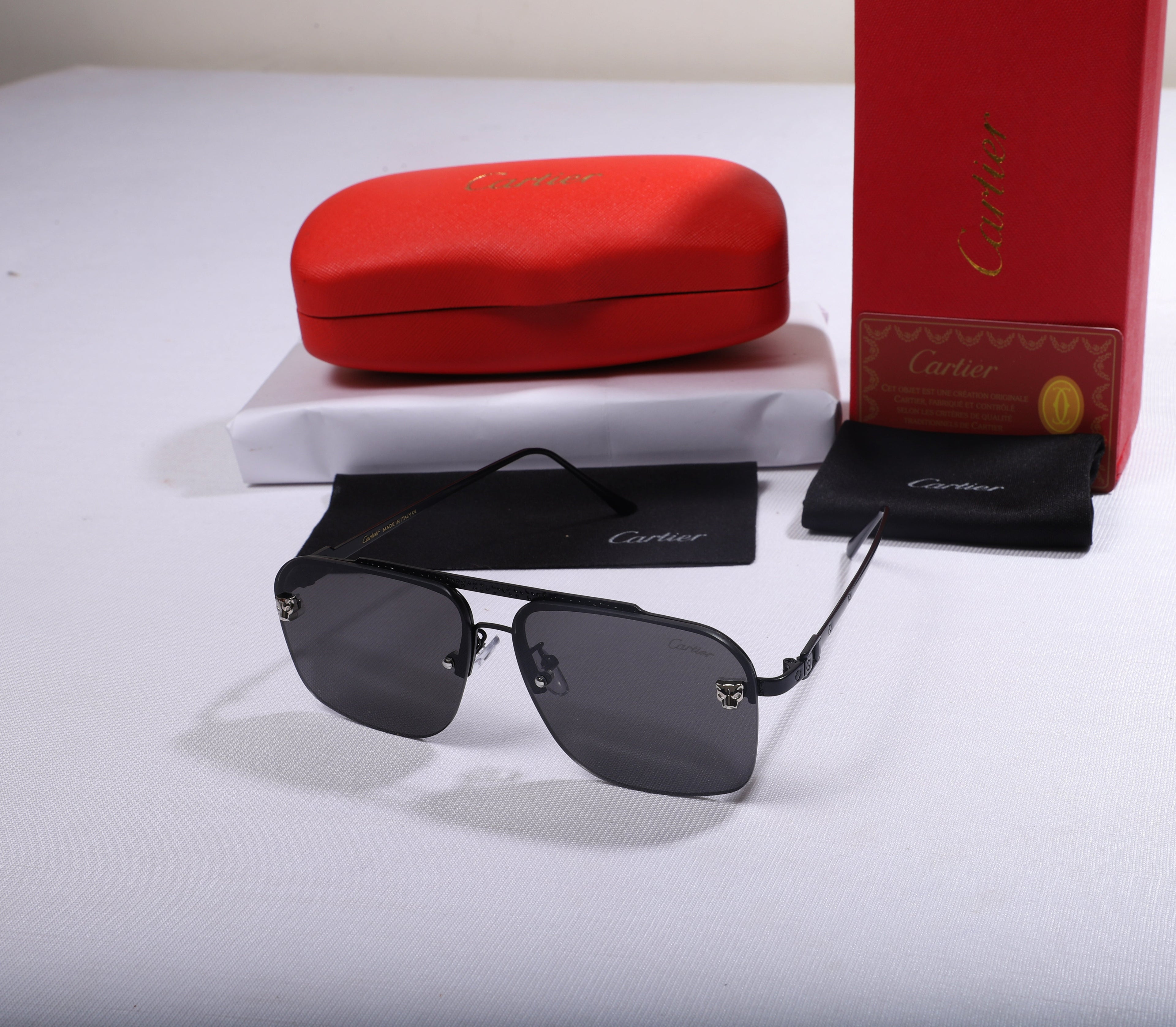 Cartier Luxe Square Sunglasses with Case
